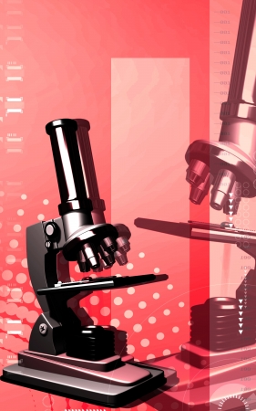 Digital illustration   of microscope in colour background	の写真素材
