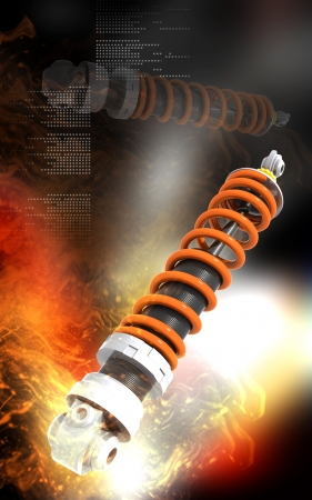 Digital illustration of Shock absorber in colour background	の写真素材