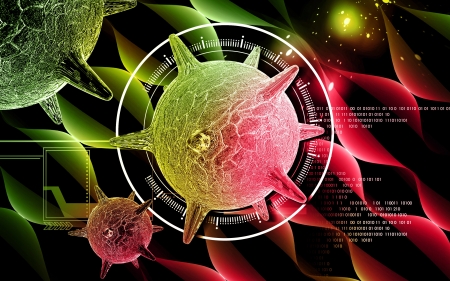 Digital illustration of  herpes virus in colour  background	の写真素材