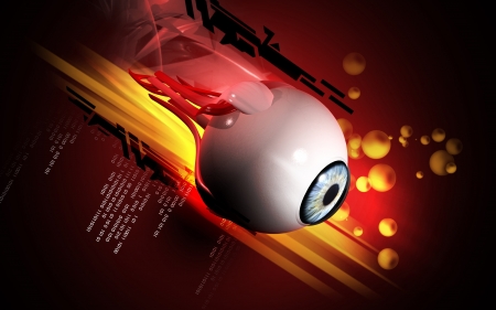 Digital illustration of  eye   in  colour  background 	の写真素材