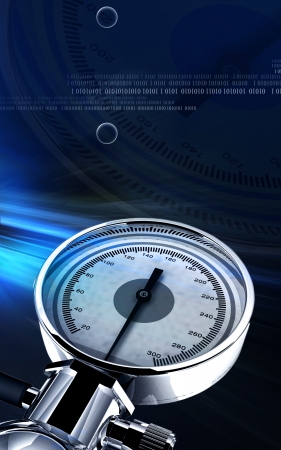 Digital illustration of sphygmomanometer in colour background 	の写真素材