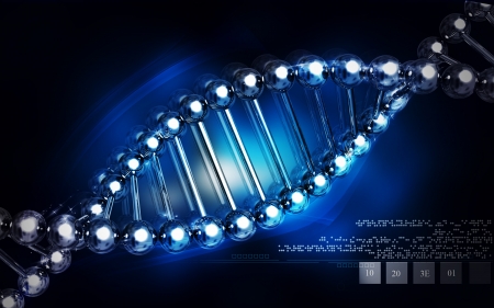 Digital illustration DNA structure in colour background 	の写真素材