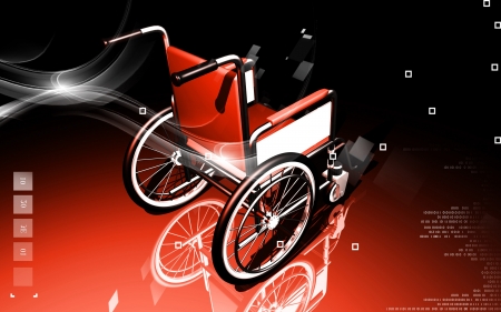 Digital illustration of  wheel chair  in colour  background 	の写真素材