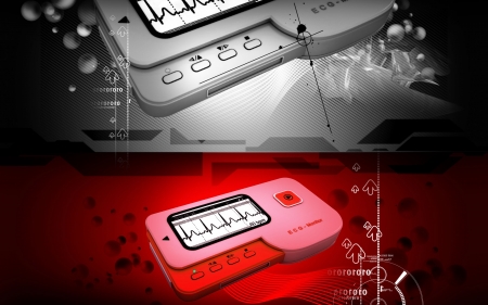 Digital illustration of  ECG in  colour  background	の写真素材