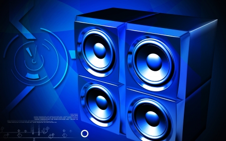Digital illustration of  a loud speaker set in colour background	の写真素材