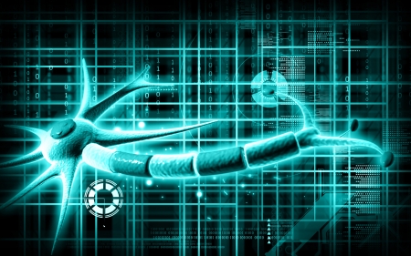 Neuron	Digital illustration of  neuron  in colour  background 	の写真素材