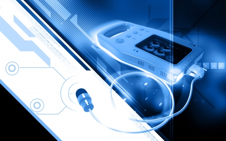 Digital illustration of palm bladder scanner in colour background の写真素材