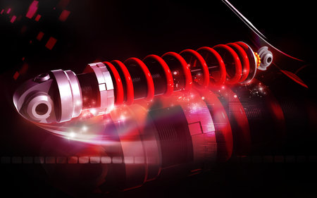 Digital illustration of Shock absorber in colour background	の写真素材