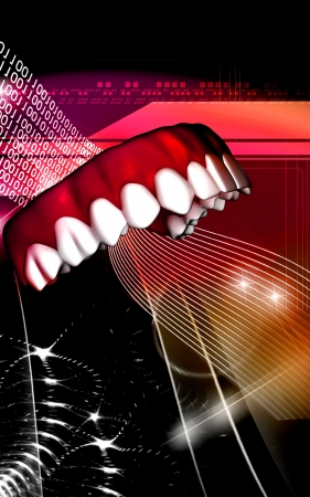Digital illustration of teeth   in colour  background  	 の写真素材
