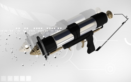 Digital illustration of spray gun in colour background 	の写真素材
