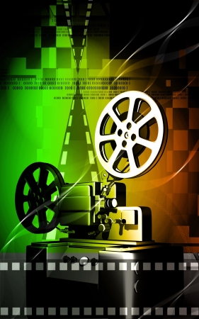 Digital illustration of a vintage projector in colour background	の写真素材