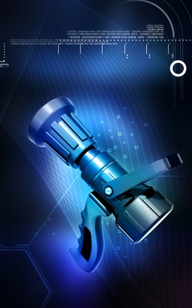 Digital illustration of fire fighting nozzle in colour background	の写真素材