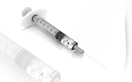 Digital illustration   of syringe in colour background	の写真素材