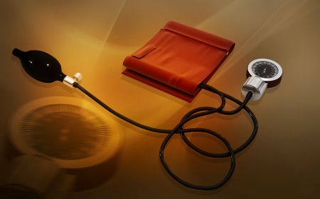 Digital illustration of sphygmomanometer in colour  background 	の写真素材