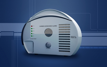 Digital illustration of Carbon monoxide alarm in colour backgroundの写真素材