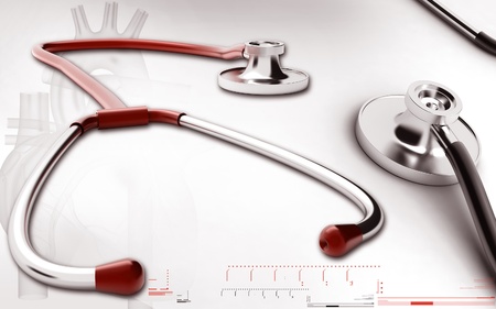 Digital illustration  of stethoscope  in colour background	の写真素材