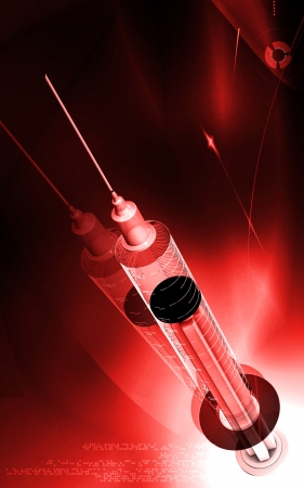 Digital illustration   of syringe in colour background	の写真素材