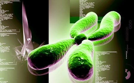 Digital illustration  of chromosome in   colour の写真素材