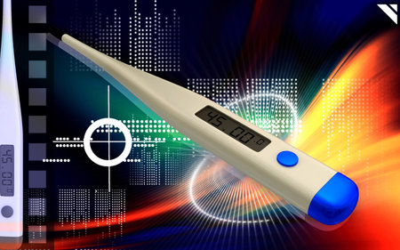 Digital illustration of thermometer in colour 