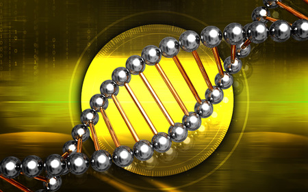 Digital illustration DNA structure in colour backgroundの写真素材