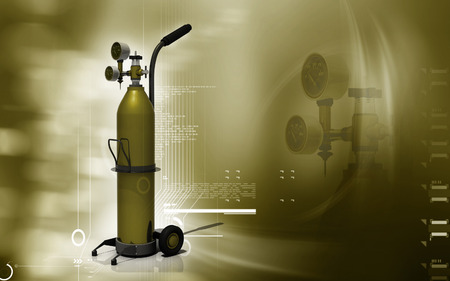 Digital illustration of oxygen cylinder in colour background	の写真素材