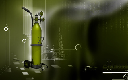 Digital illustration of oxygen cylinder in colour backgroundの写真素材