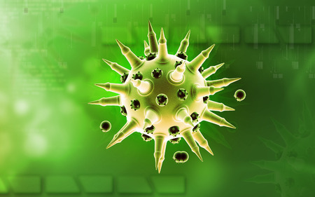 Digital illustration of  Flu virus in colour  backgroundの写真素材