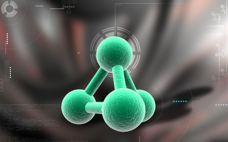Digital illustration of molecules in colour backgroundの写真素材