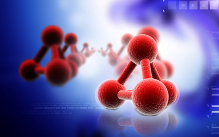 Digital illustration of molecules in colour backgroundの写真素材