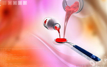 Digital illustration of  medicine with spoon in colour  backgroundの写真素材
