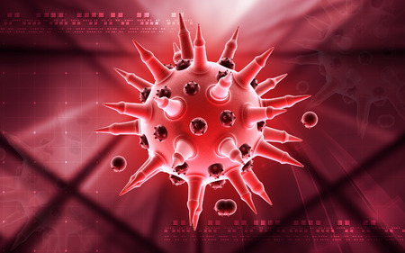Digital illustration of  Flu virus in colour  backgroundの写真素材