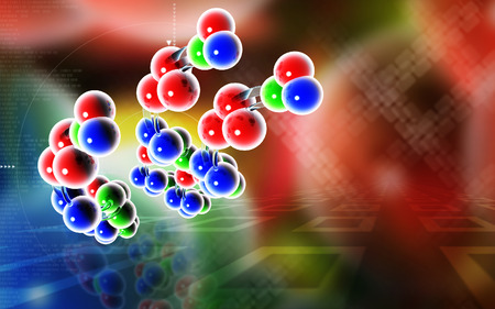 Digital illustration DNA structure  in colour backgroundの写真素材