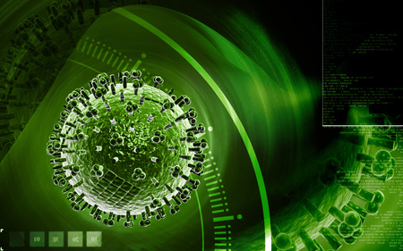 Digital illustration of  avian virus in colour  backgroundの写真素材
