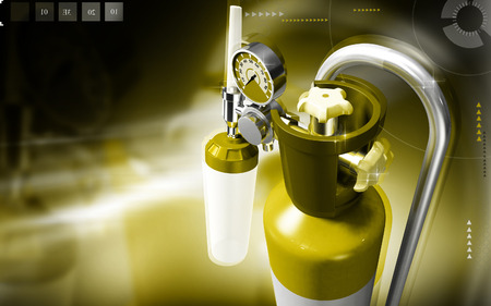 Digital illustration of oxygen cylinder in colour backgroundの写真素材