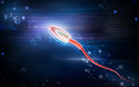 Digital illustration of  sperm  in colour  backgroundの写真素材