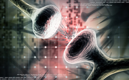 Digital illustration of synapse in colour background
