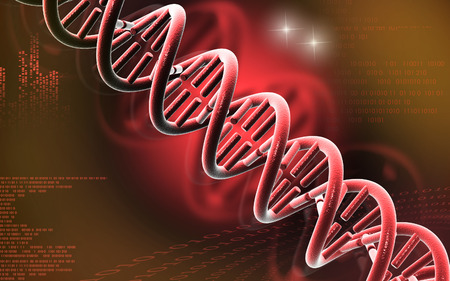 Digital illustration DNA structure in colour backgroundの写真素材