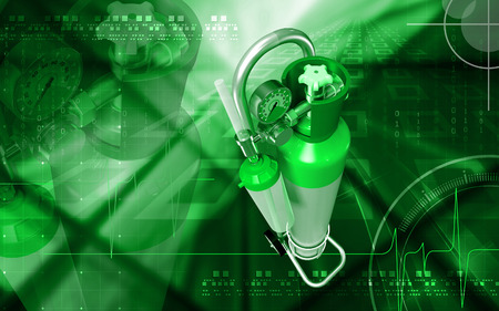 Digital illustration of oxygen cylinder in colour backgroundの写真素材
