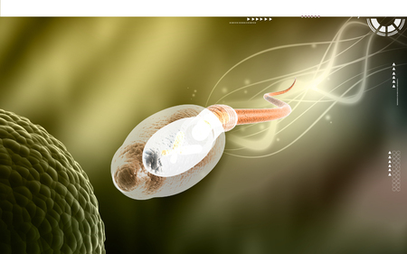 Digital illustration of  sperm  in colour  backgroundの写真素材