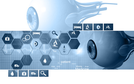 Digital illustration of  eye   in  colour  backgroundの写真素材