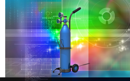 Digital illustration of oxygen cylinder in colour backgroundの写真素材