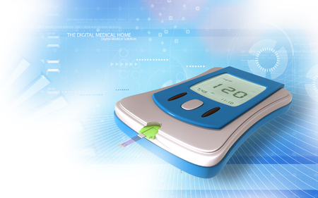 Digital illustration of Blood glucose meter in   colour backgroundの写真素材