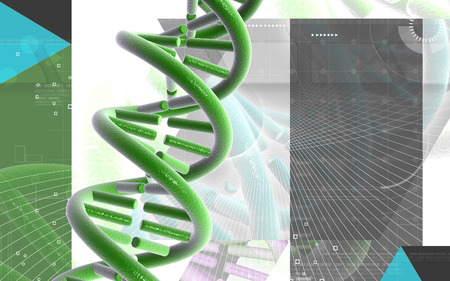 Digital illustration DNA structure in colour backgroundの写真素材
