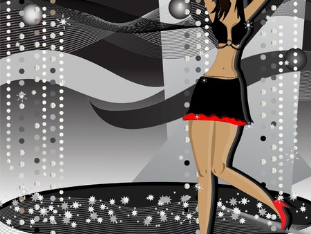 illustration of young woman on the dance floorのイラスト素材