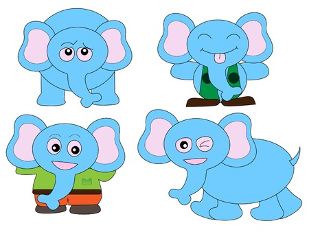 Cute animals vectors set 1- elephantsのイラスト素材