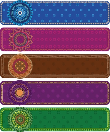Colourful Henna Banners/ borders のイラスト素材