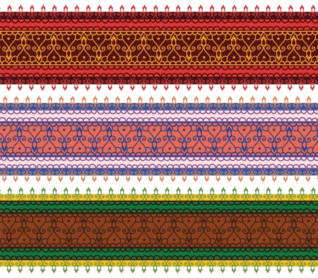 Henna Banner  Border, Henna inspired Colourful Border - very elaborate and easily editableのイラスト素材