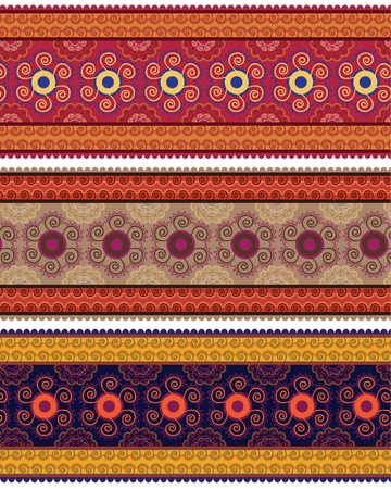 Very detail Henna art Inspired Colourful Border designsのイラスト素材