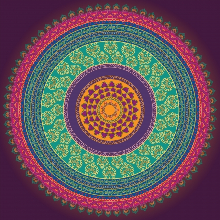 Colorful Henna Mandala design, very elaborate and easily editableのイラスト素材