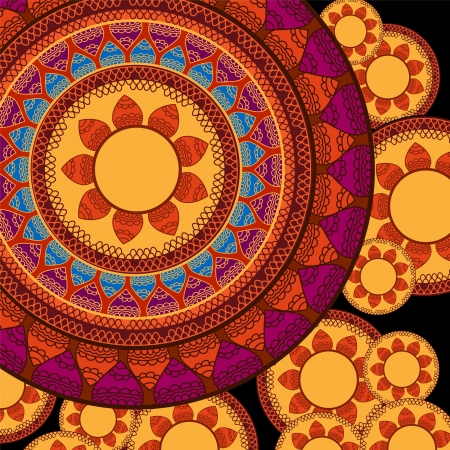 Indian Henna Mandala Background Design, very elaborate and easily editableのイラスト素材